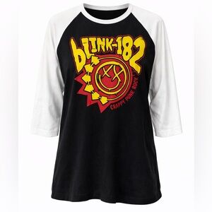 Blink-182 2016 Tour Raglan T Shirt Band Tee Black White Large “Crappy Punk Rock”